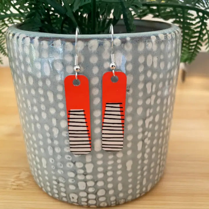 Red Linear Earrings