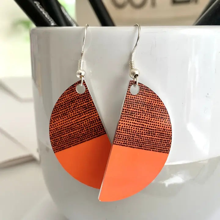 Orange Balance Arc Drop Earrings