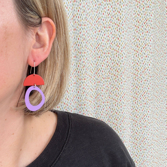Gallery Earrings - (Purple, Deep Red)