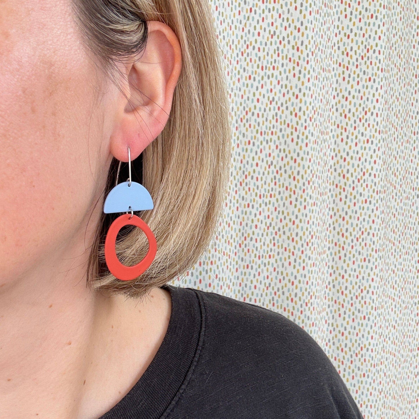 Gallery Collection - Shallow Blue and Deep Red Earrings