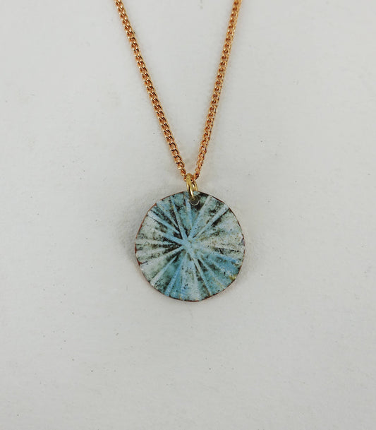 Euclid Collection - Textured Enamelled Copper Disc Pendant (Petite)