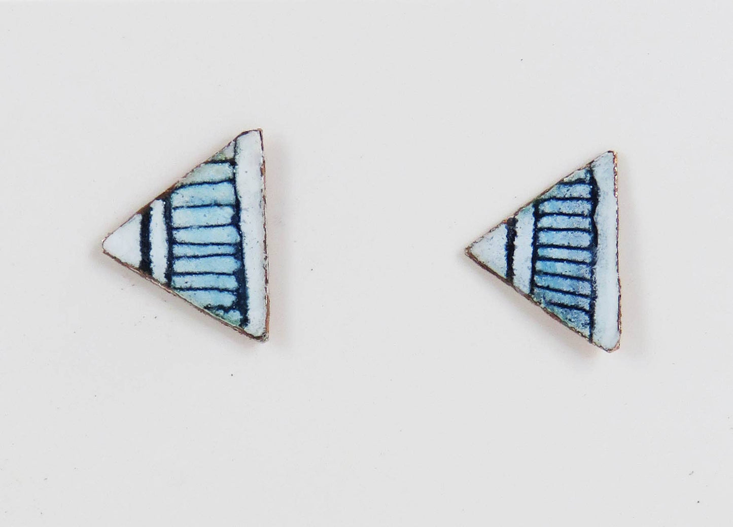 Euclid Collection - Hand-Drawn Triangle Studs in Enamel and Copper