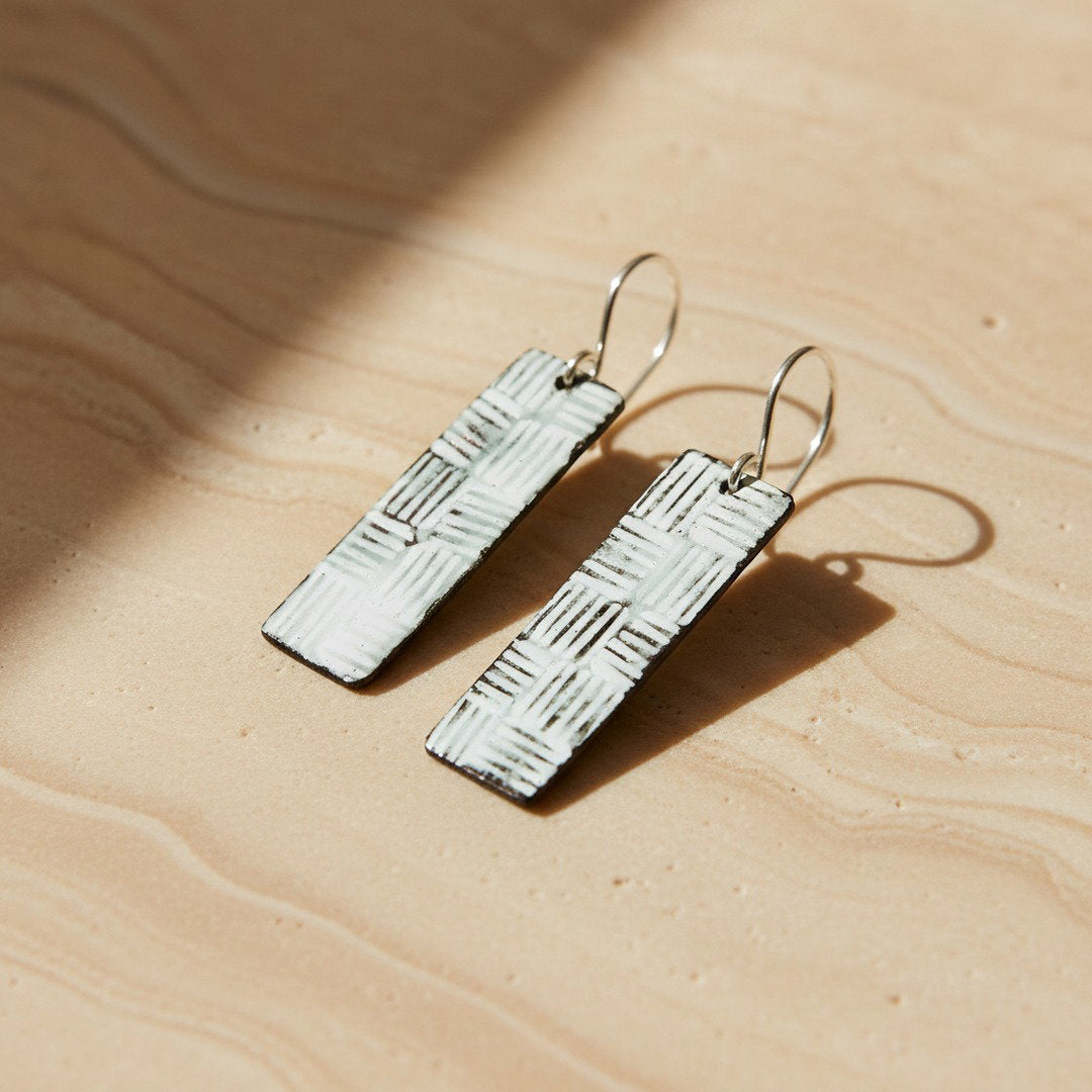 The Portico Earrings - Textured Copper & Enamel