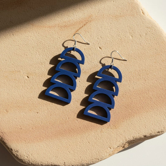 Dark Blue Arc Earrings