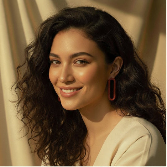 Oval-and-Out Earrings in Red