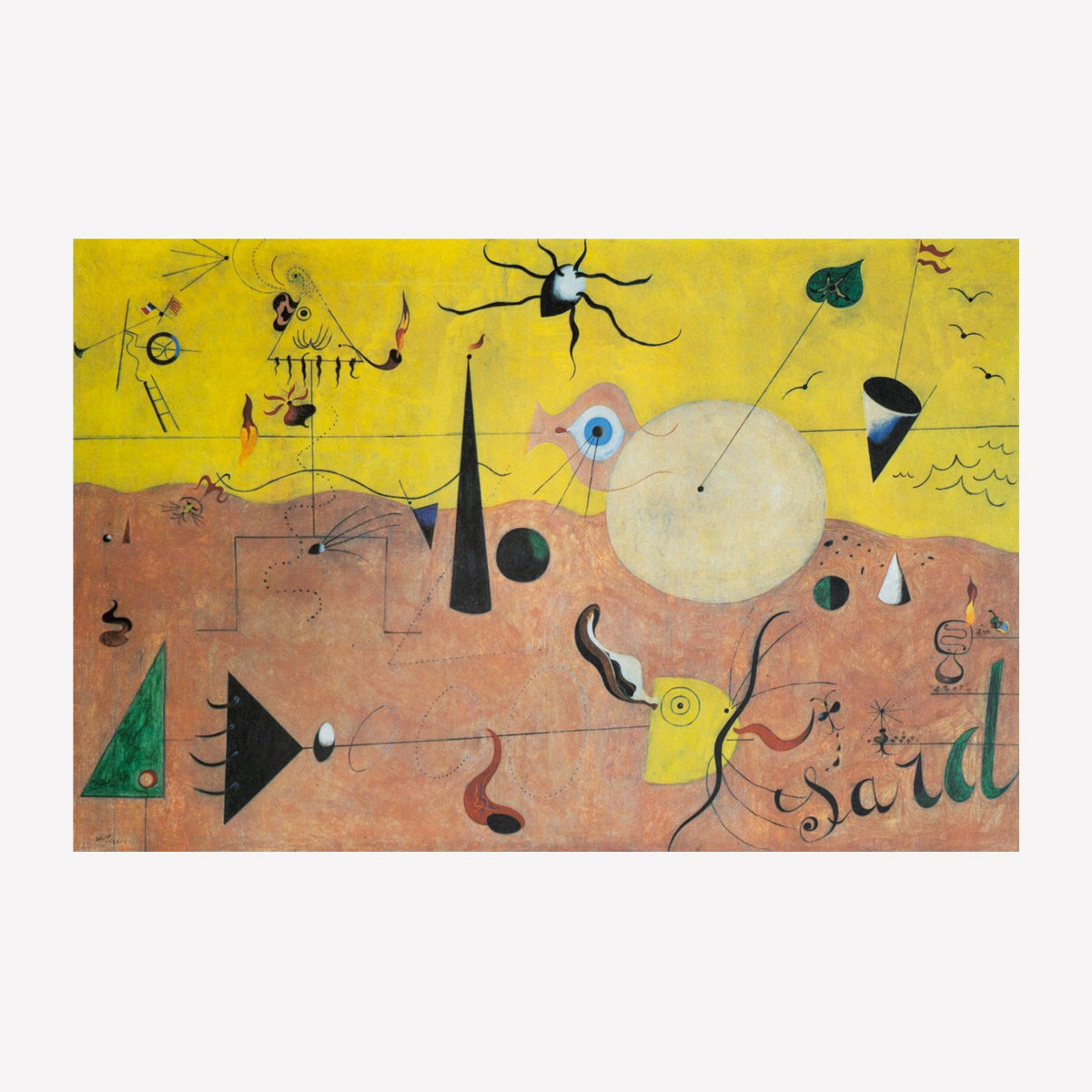 Miró 'Paysage Catalan' Long Slim Earrings, Blue + Gold – Brass, Enamel, Gold Plated – Atelier Modernista