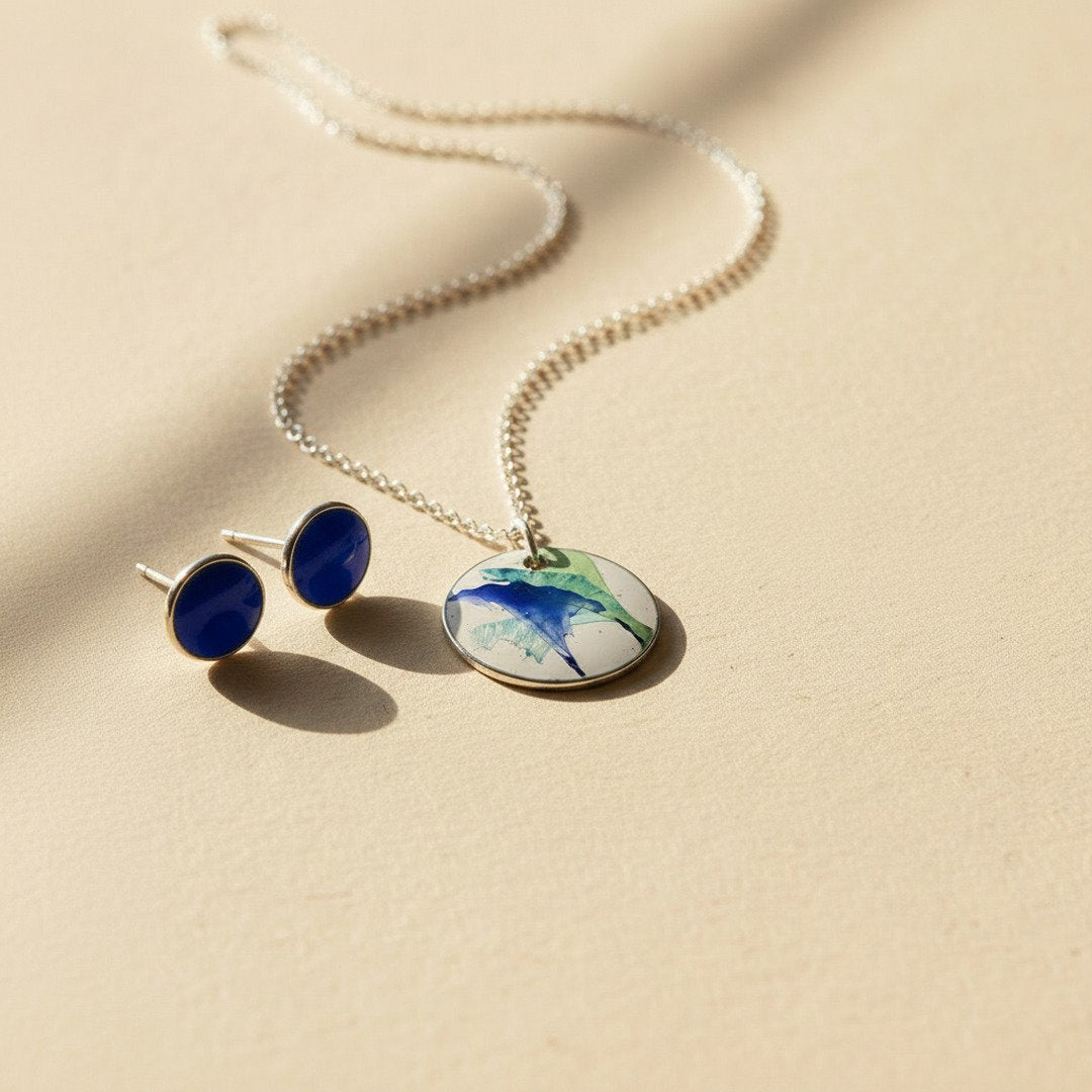 Chromatic Series No. 9 - Green & Blue Enamel Pendant