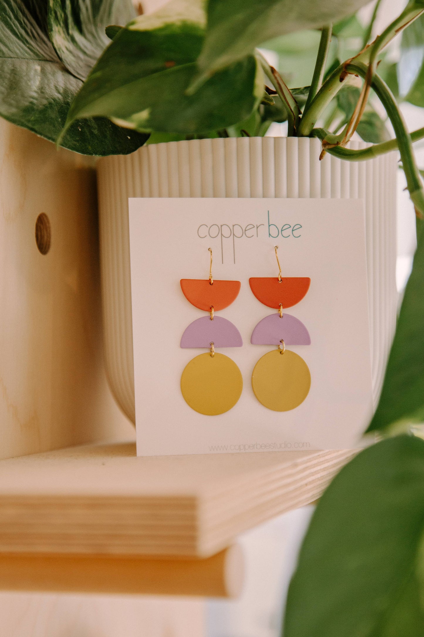 Bauhaus Collection - Colour + Brass Block Statement Earrings