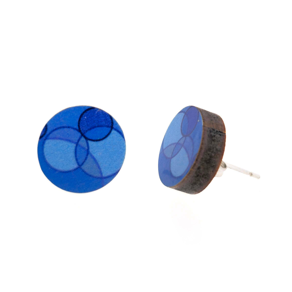 Blue Circles wood stud earrings – Atelier Modernista