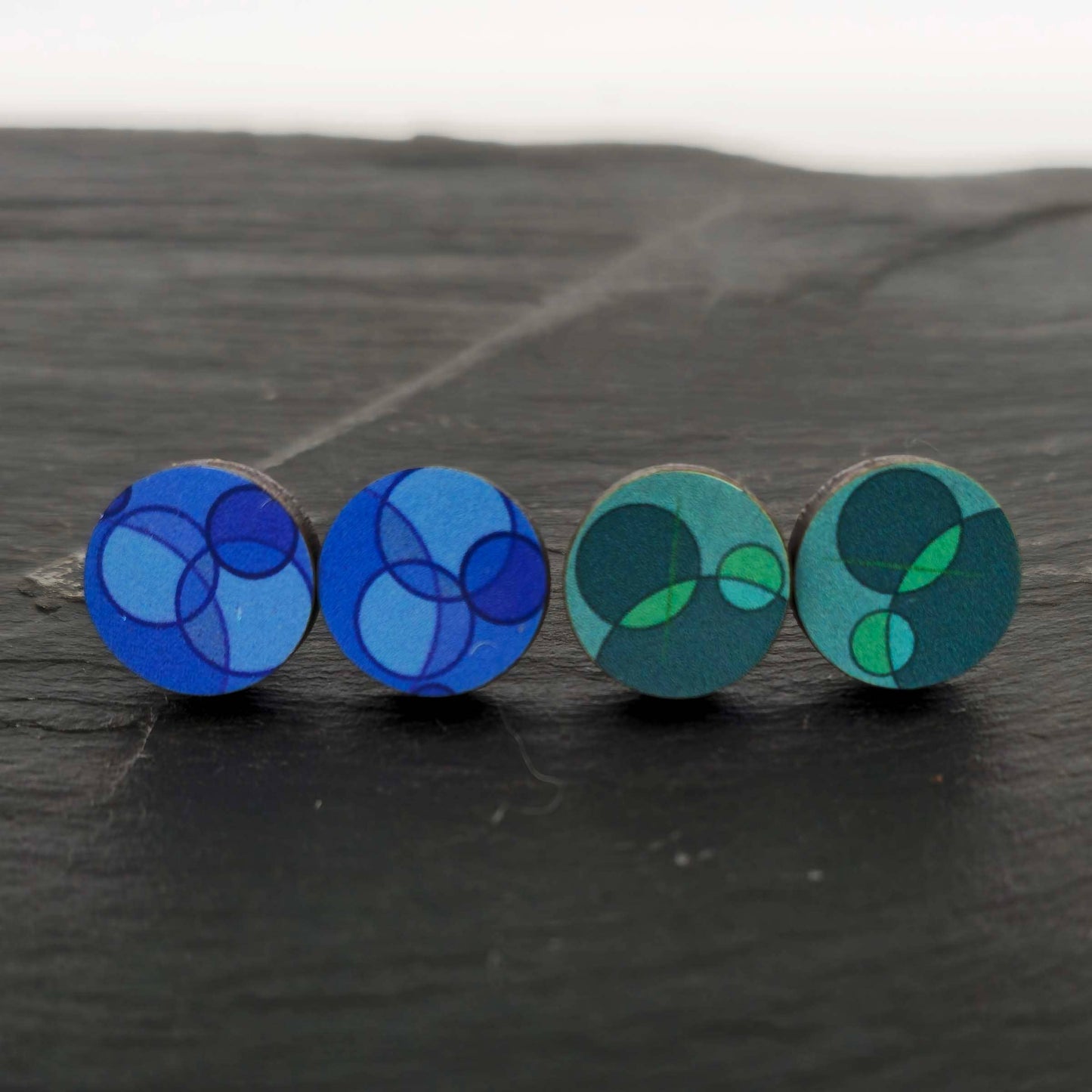 Venn Diagrams No 2 - Green Architectural Earrings in Sustainable Wood