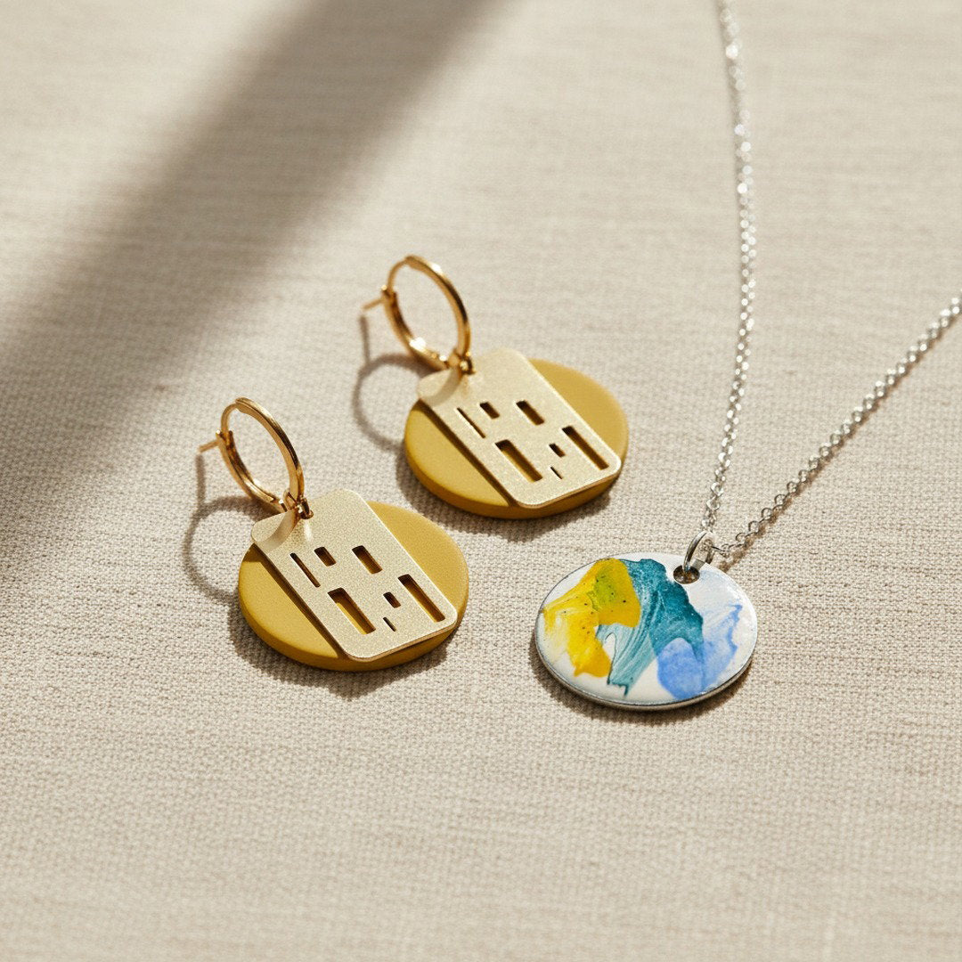 Chromatic Series No. 4 - Green & Yellow Enamel Pendant
