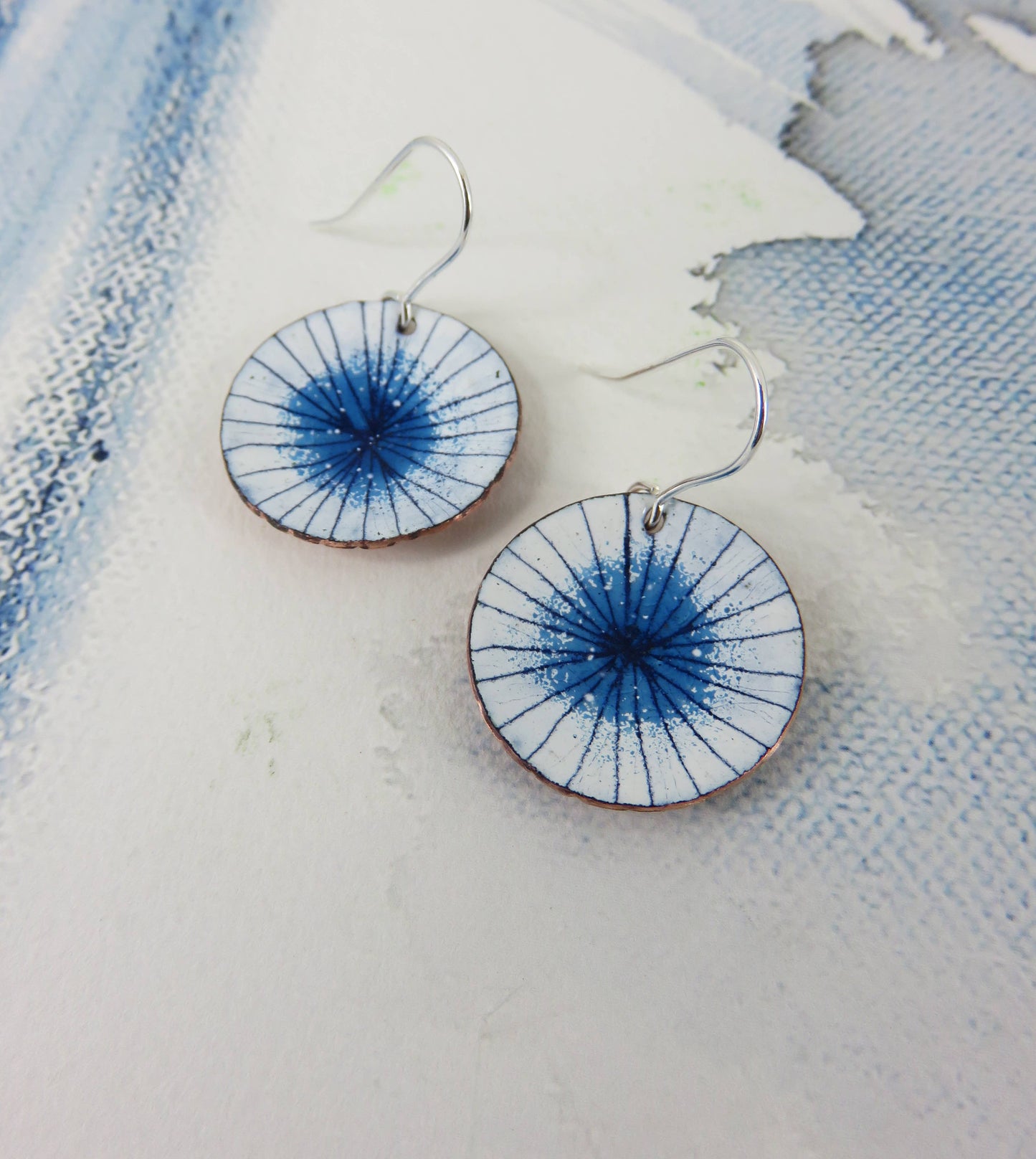 Euclid Collection - Hand-Drawn Waterpool Enamel Drop Dangle Earrings