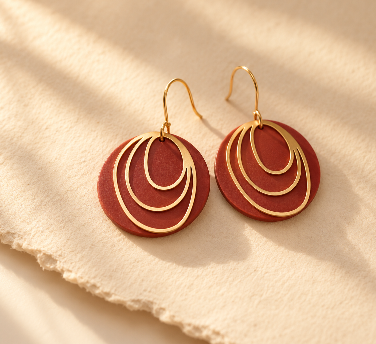 Orbital Earrings in Rich Coral