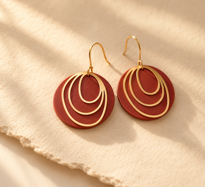 Orbital Earrings in Rich Coral