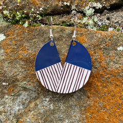 Blue Line Art Earrings – Aluminum, Sterling Silver – Atelier Modernista