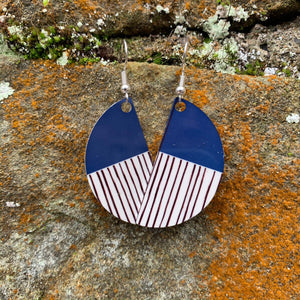 Blue Line Art Earrings – Aluminum, Sterling Silver – Atelier Modernista