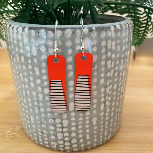 Red Linear Earrings