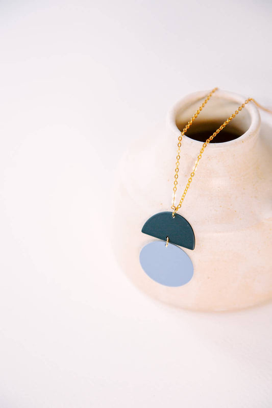 Bauhaus Collection - Colour + Brass Flipped Geo Pendant Necklace