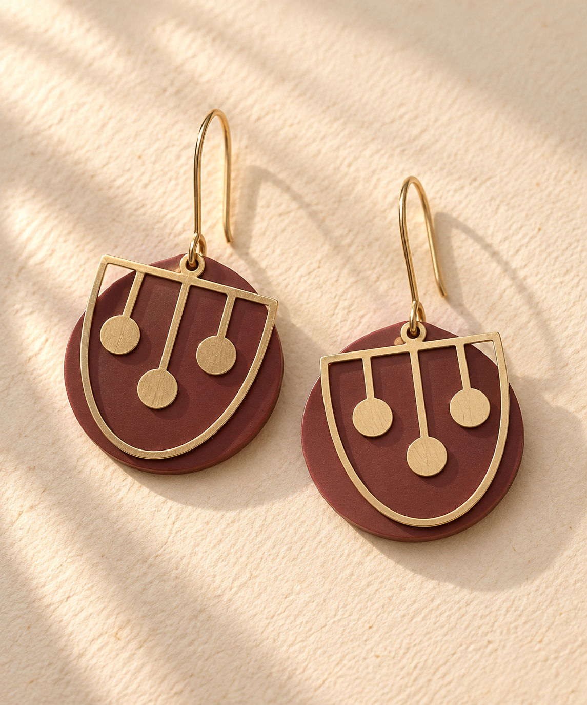 Pendulum Earrings in Deep Burgundy