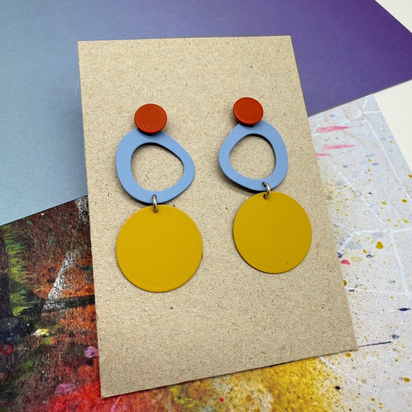 Gallery Collection - Triple Joy Earrings in Red, Blue and Yellow