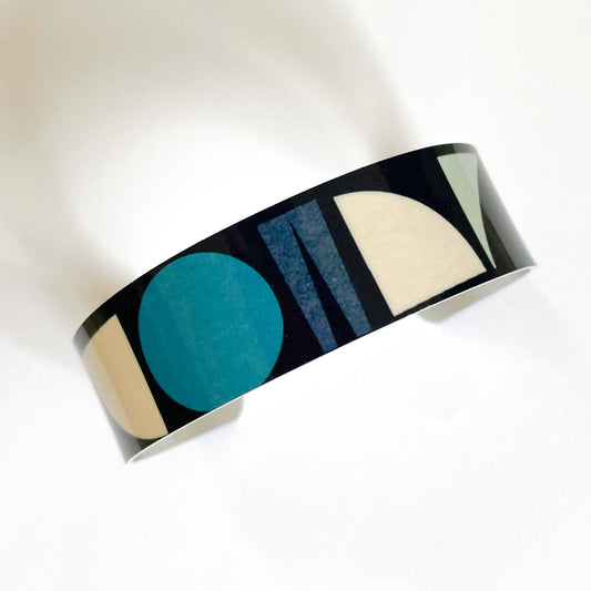 Bauhaus Teal + Blue Cuff – Aluminum – Atelier Modernista