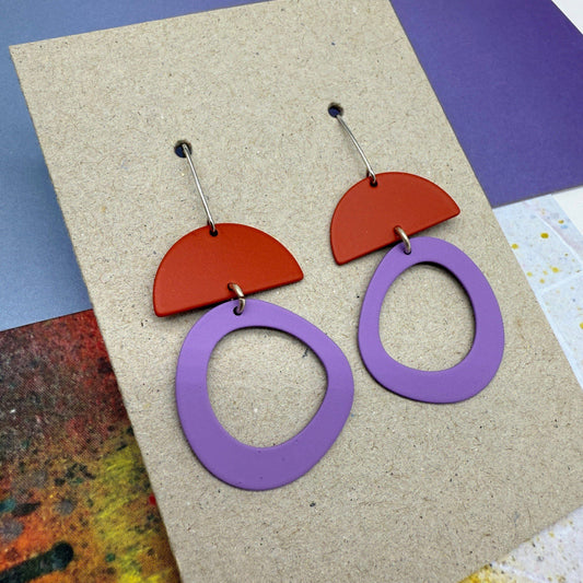 Gallery Earrings - (Purple, Deep Red)