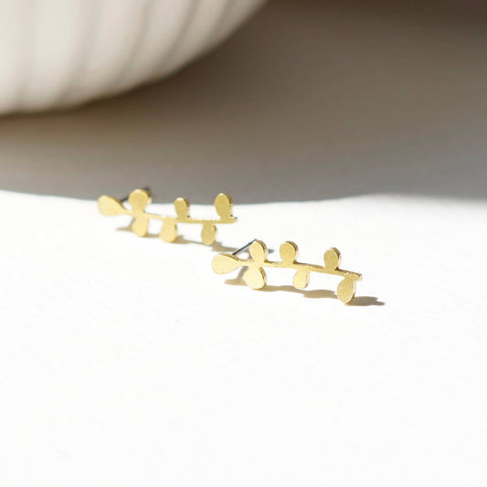 
Close-Up of Botanical Petal Stud Earrings on White Background
