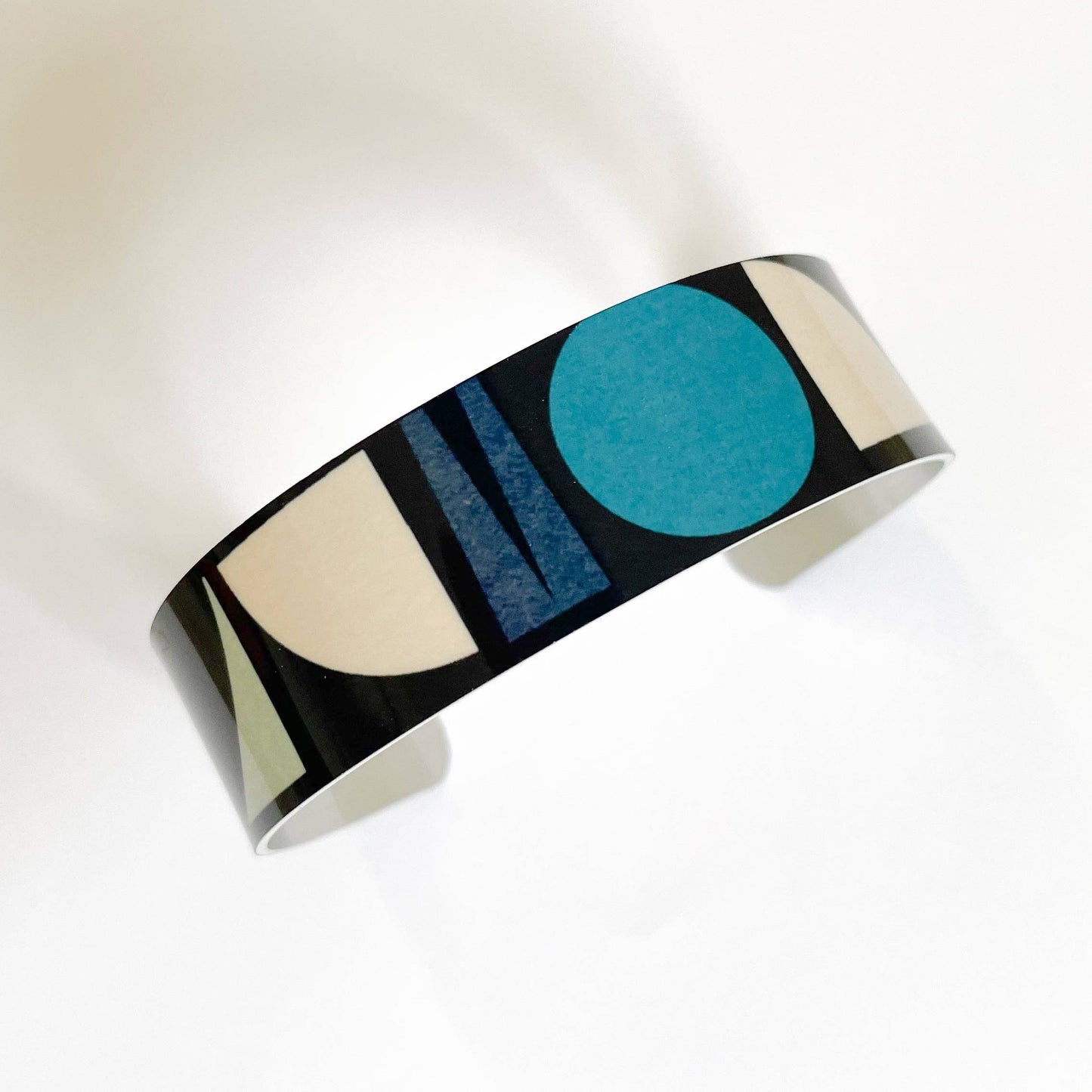 Shape Narrow Cuff Bracelet - Navy with Teal