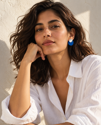 Cobalt Silver Note Earrings