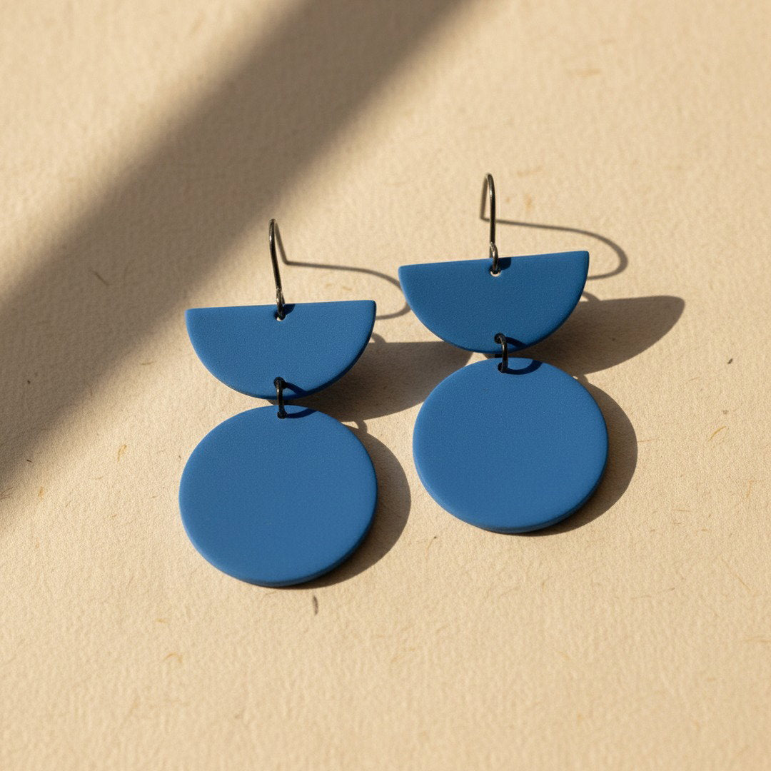 Bauhaus Earrings - Modernist Blue