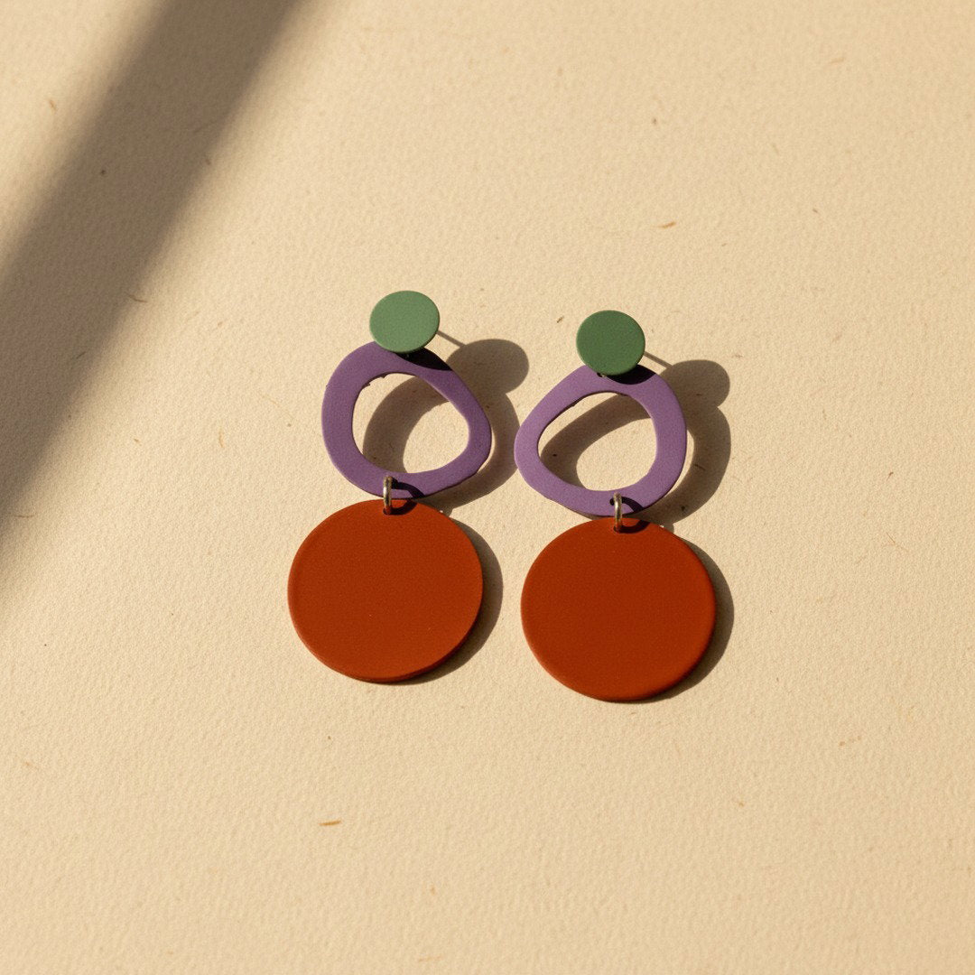 Bauhaus - Purple & Red Earrings
