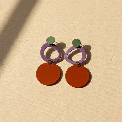 Bauhaus - Purple & Red Earrings