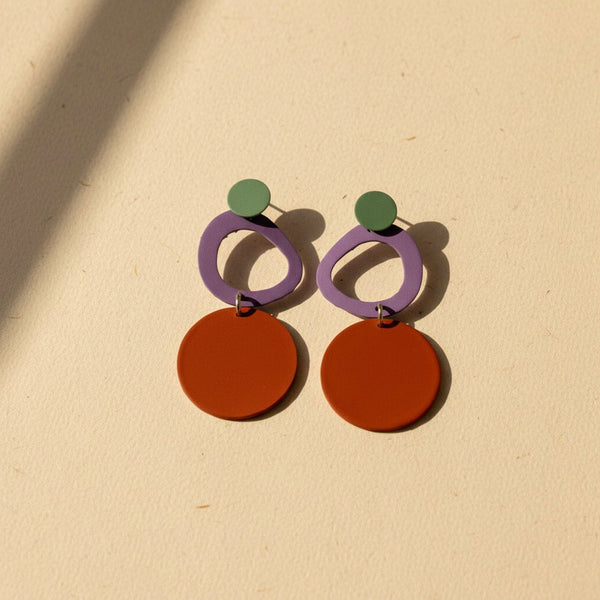 Bauhaus - Purple & Red Earrings