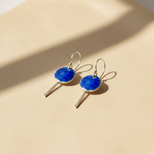 Coda Earrings -  Cobalt Enamel and Recycled Silver Earrings