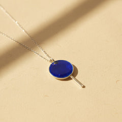 Coda Necklace - Cobalt Enamel Recycled Silver Pendant