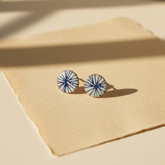 Radial Blue & White Enamel Studs