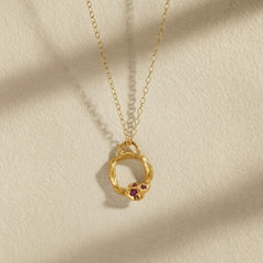 Ruby Necklace -  Ruby & 14K Gold Vermeil