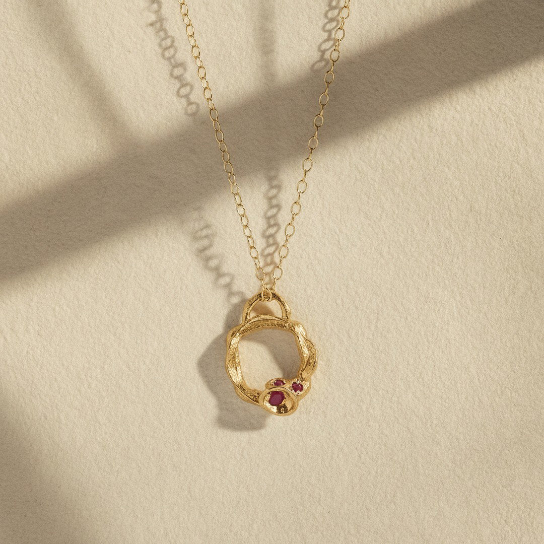 Ruby Necklace -  Ruby & 14K Gold Vermeil