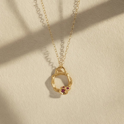 Ruby Necklace -  Ruby & 14K Gold Vermeil