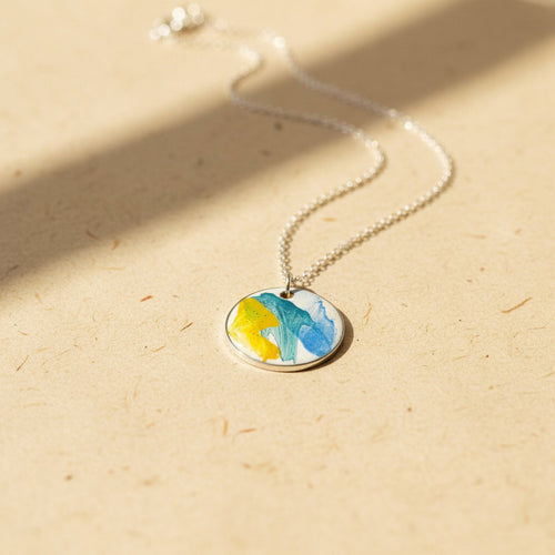 Chromatic Series No. 4 - Green & Yellow Enamel Pendant