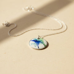 Chromatic Series No. 9 - Green & Blue Enamel Pendant