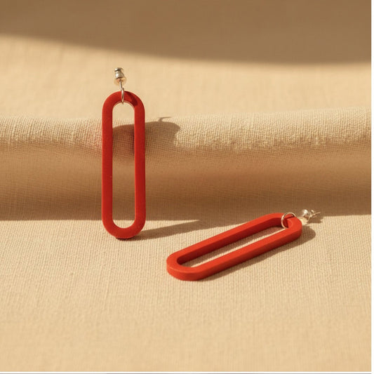 Oval-and-Out Earrings in Red