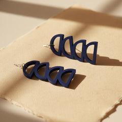 Dark Blue Arc Earrings