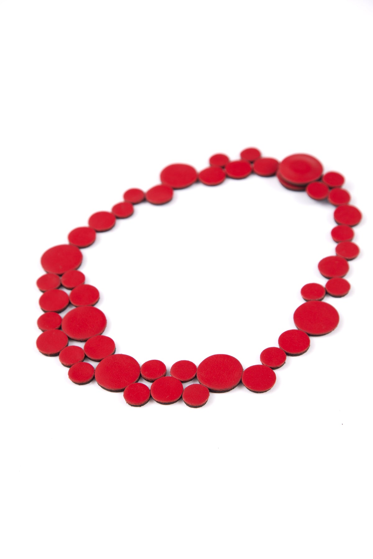 Iskin Abstraction Necklace in Red – Leather – Atelier Modernista