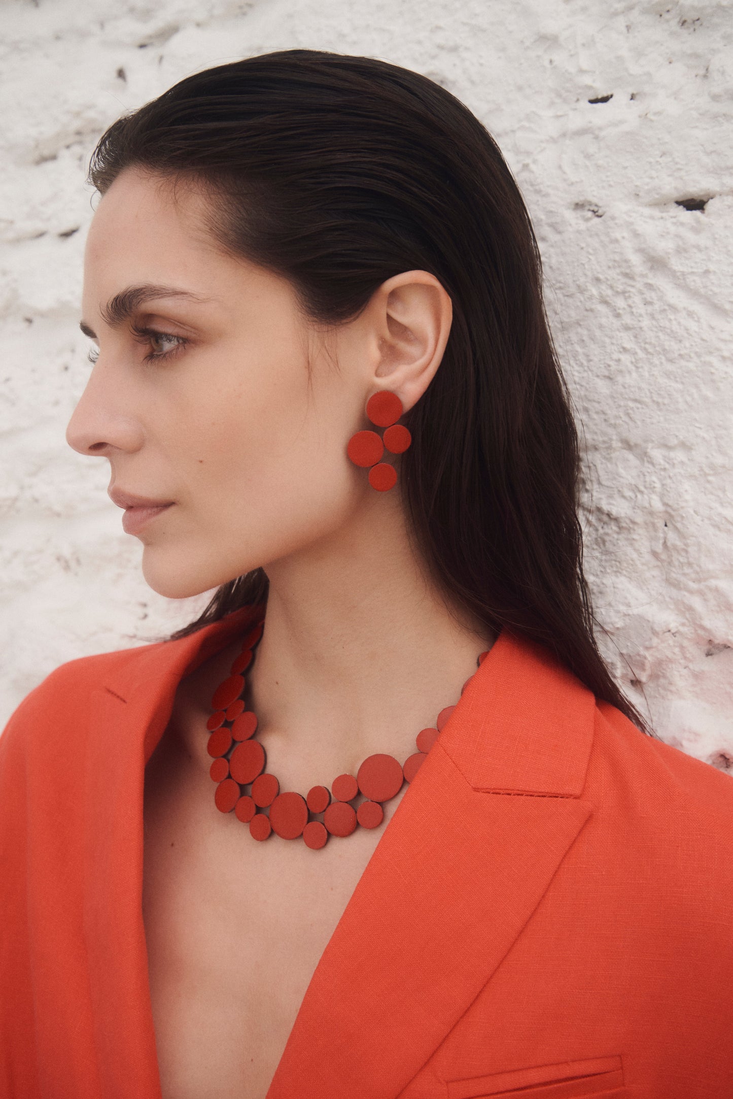 Iskin Abstraction Necklace in Red – Leather – Atelier Modernista