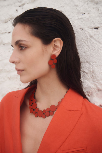 Iskin Abstraction Necklace in Red – Leather – Atelier Modernista