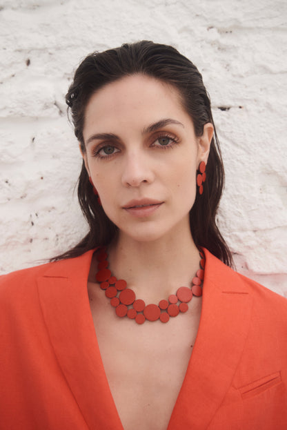 Iskin Abstraction Necklace in Red – Leather – Atelier Modernista