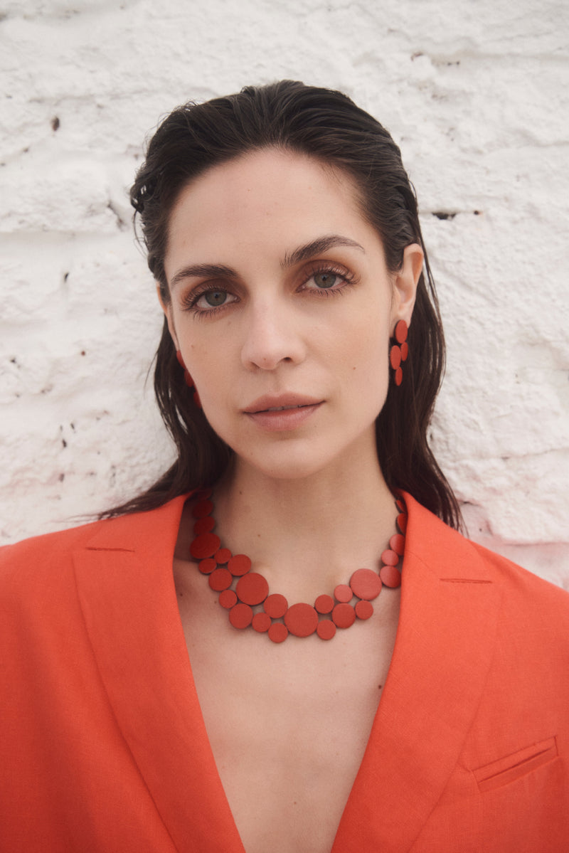Iskin Abstraction Necklace in Red – Leather – Atelier Modernista