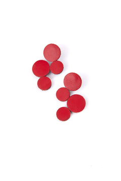 Iskin Abstraction Earrings in Red – Leather, Stainless Steel – Atelier Modernista