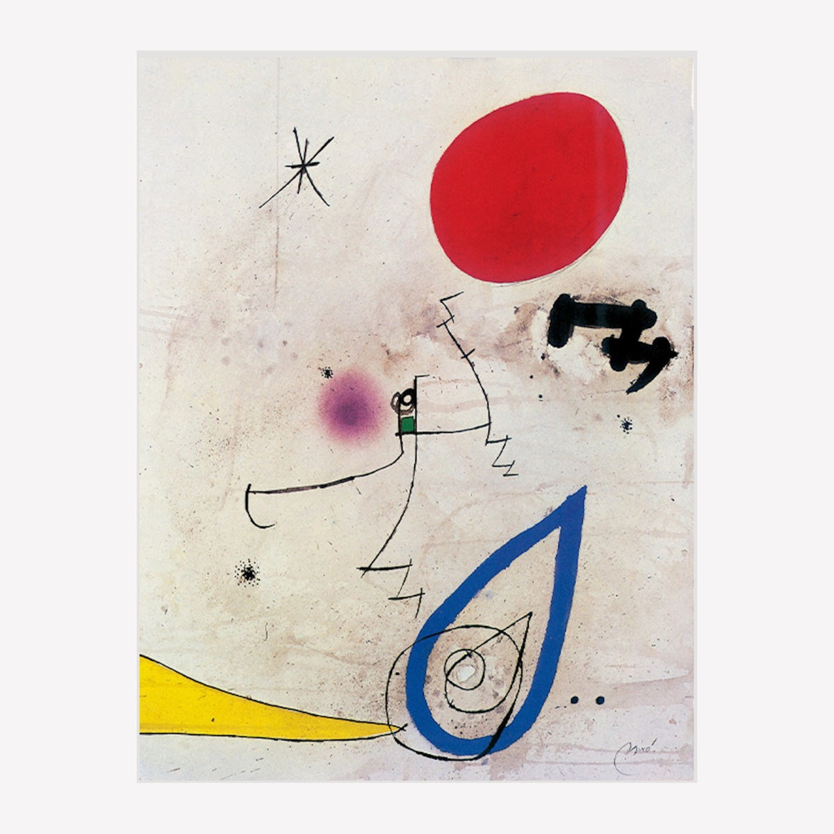 Miró 'Femme devant le soleil',Earrings in Blue, 1972 – Brass, Enamel, Gold Plated – Atelier Modernista